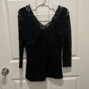 Shimmery black lace top!